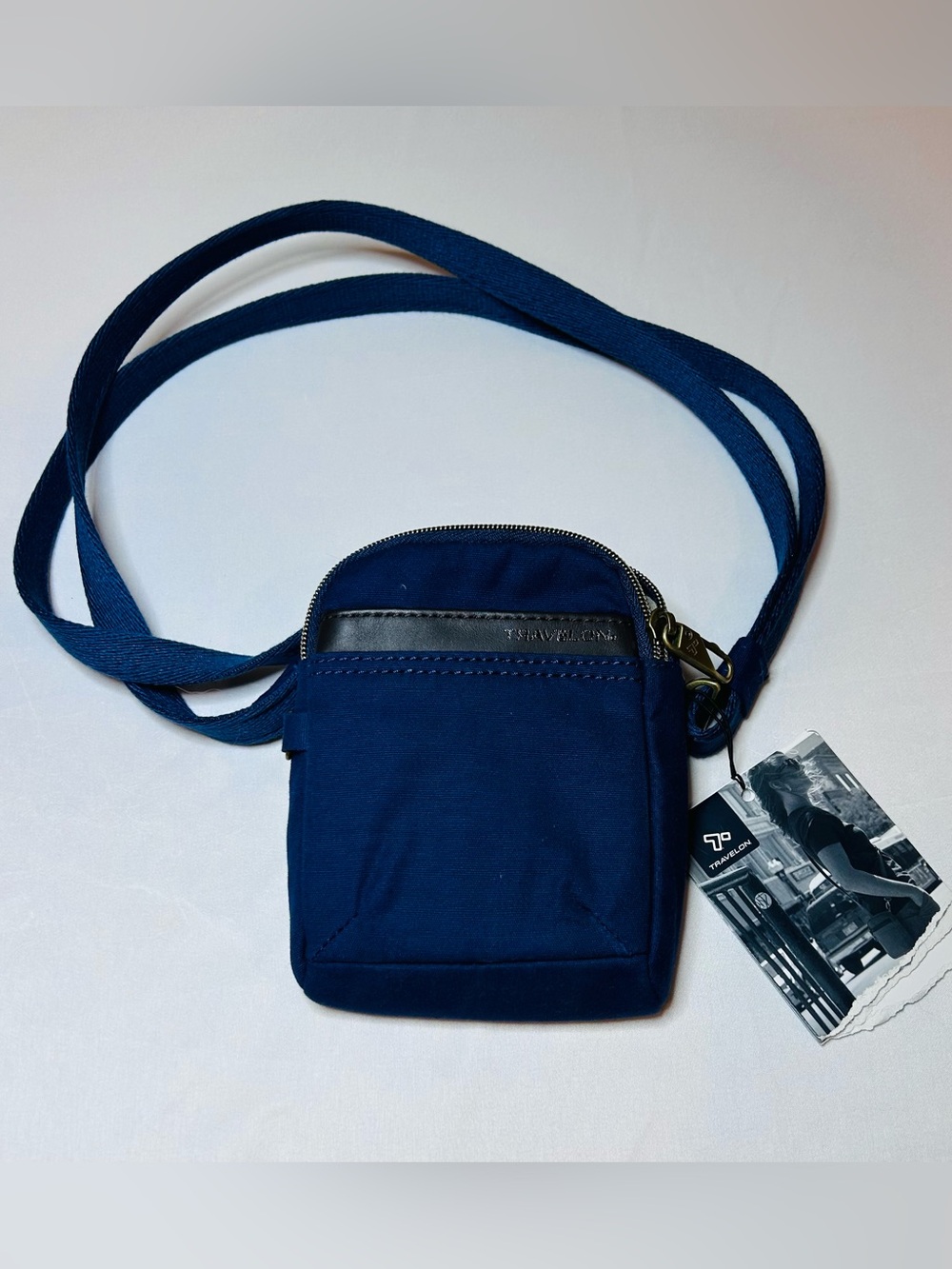 Travelon Anti-Theft Courier Mini Crossbody Bag, Navy Blue, NWT